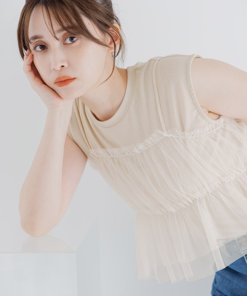 tシャツ 「SET」フレンチラメタンク＆チュールキャミ レディース