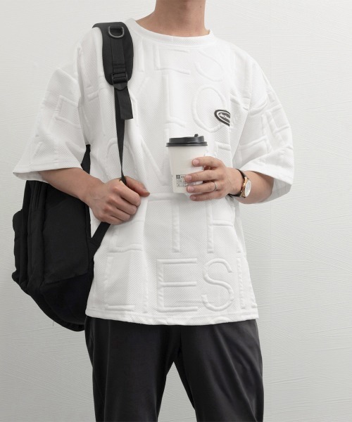 AsaAura tシャツ エンボス加工ロゴtシャツ メンズ 韓国風 メンズ