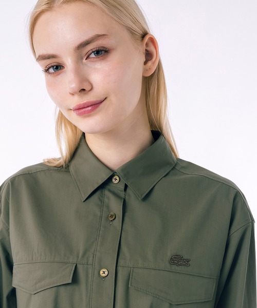 LACOSTE シャツワンピース 撥水 ウエストドロスト ミリタリー