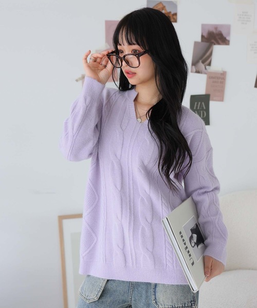 Girly Doll（ガーリードール） ニット セーター キーネックケーブル