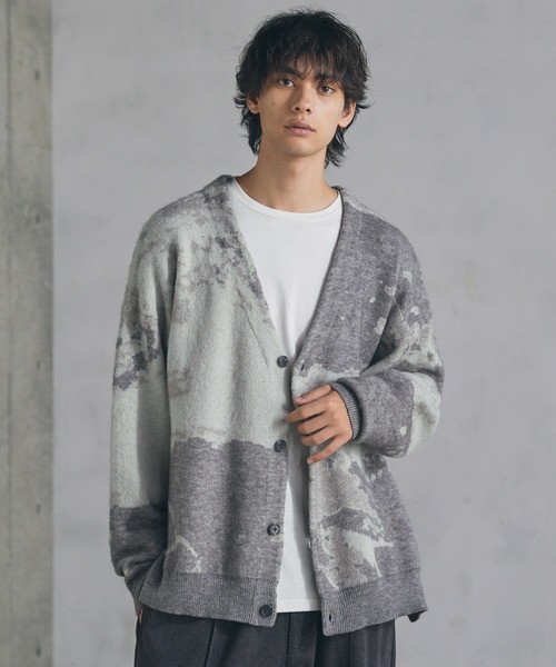 CTHY カーディガン ルーズシルエットモヘアライクサイドスリット