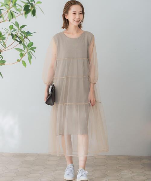 Torrazzo Donna(トラッゾドンナ) ワンピース ニット×オーガンジー Torrazzo Donna(トラッゾドンナ) ワンピース ニット×オーガンジー