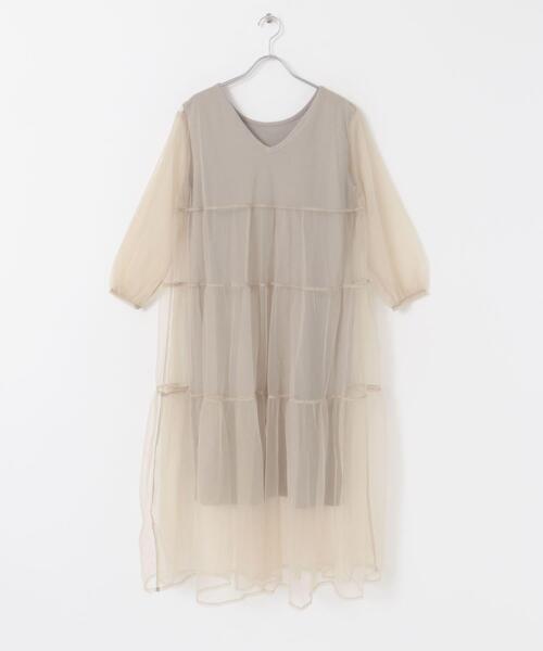 Torrazzo Donna（トラッゾドンナ） ワンピース ニット×オーガンジー