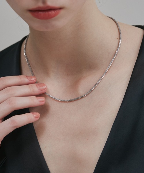 【Glitter】シルバー ダイヤモンド風 チェーンネックレス Glitter】シルバー ダイヤモンド風 チェーンネックレスセット
