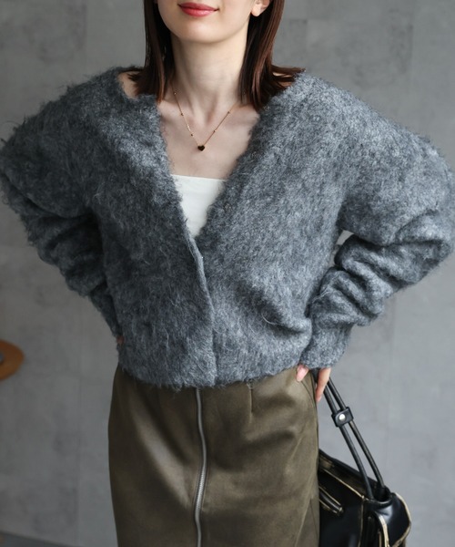 シャギーカーディガン(ショート) sakishimatokyo カーディガン 「ふわふわ」ミックスシャギー ショート