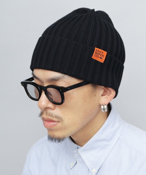 KRIFF MAYER ニット帽 ニットキャップ 綿混 リブ編み ニット
