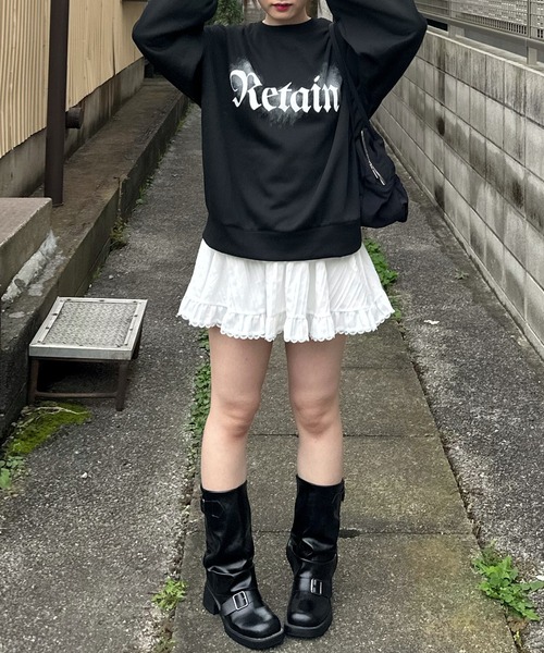 shrita（シュリータ） トレーナー スプレープリントロゴトレーナー「低