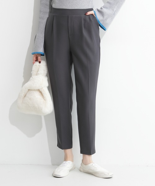 パンツ 「全14色」選べる丈 センタープレステーパードパンツ