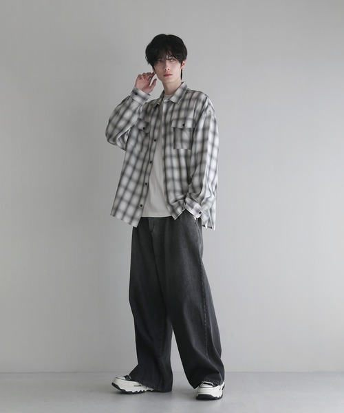 SUGERHILL 21aw オンブレチェック　長袖　レギュラーカラー　シャツ SUGERHILL 21aw オンブレチェック 長袖 レギュラーカラー シャツ