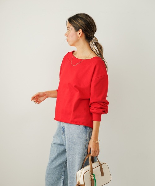 トレーナー スウェット ショートオフショルスウェットプルオーバー レディース emi+ トレーナー スウェット ショートオフショルスウェットプル