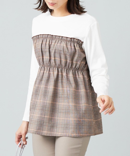BELLUNA PLUS（ベルーナプラス） tシャツ チェック柄ビスチェ