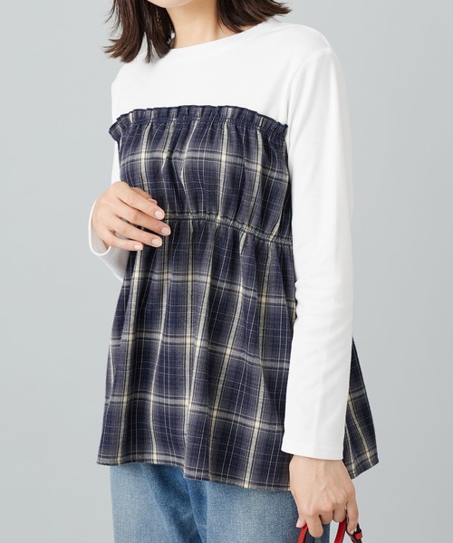 BELLUNA PLUS（ベルーナプラス） tシャツ チェック柄ビスチェ