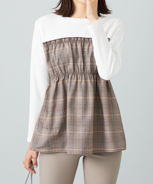 BELLUNA PLUS（ベルーナプラス） tシャツ チェック柄ビスチェ