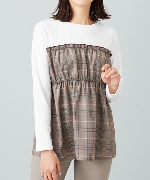 BELLUNA PLUS（ベルーナプラス） tシャツ チェック柄ビスチェ
