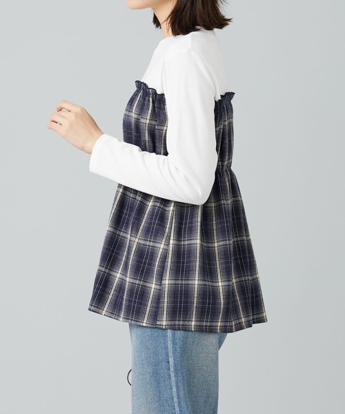 BELLUNA PLUS（ベルーナプラス） tシャツ チェック柄ビスチェ
