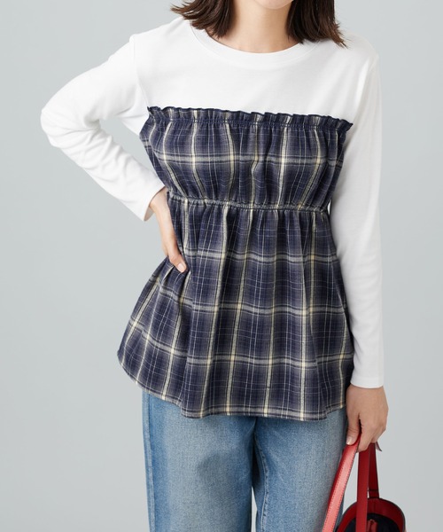 BELLUNA PLUS（ベルーナプラス） tシャツ チェック柄ビスチェ
