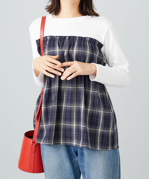 BELLUNA PLUS（ベルーナプラス） tシャツ チェック柄ビスチェ