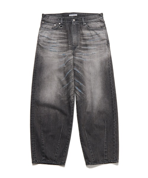 ジーンズ DAMAGED HEM TUCK WIDE STRAIGHT JEANS メンズ レディース