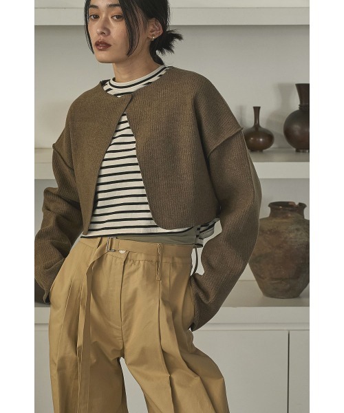 ニット セーター LAYERED RIB KNIT TOPS レディース