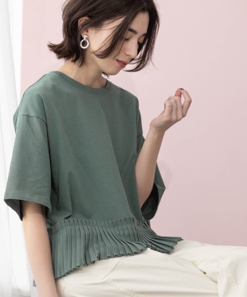 OPAQUE.CLIP tシャツ プリーツデザインドッキングトップス「洗濯