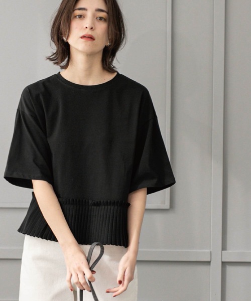 OPAQUE.CLIP tシャツ プリーツデザインドッキングトップス「洗濯