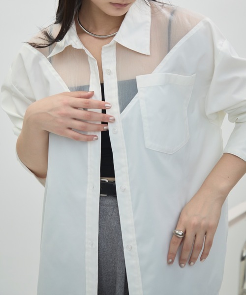 DFFUR. ブラウス シャツ シアーパネルレギュラーシャツ