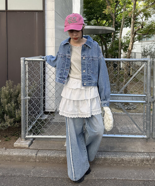 ネイビー ラップスカート フリル付き w closet スカート フリルラップスカート : ZOZOTOWN Yahoo!店