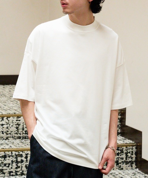 新品　MACHATT モックネックオーバーTシャツ　ホワイト NewAnce（ニュアンス） tシャツ 「NewAnce」Oversize Mock Neck Tee