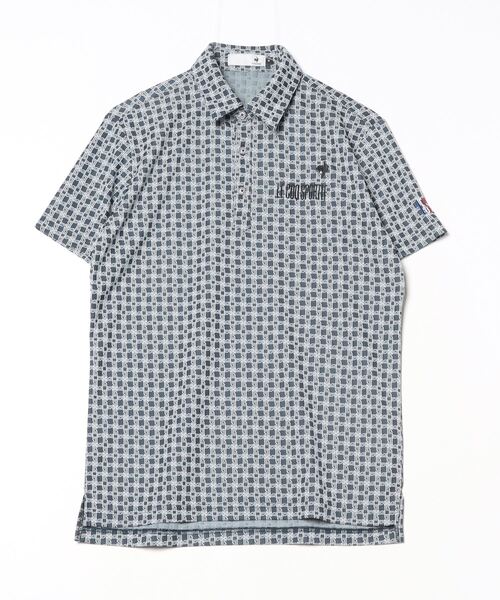 【美品】 golf モノグラム 半袖シャツ シャツ ルコックスポルティフ ゴルフ モノグラム柄ジャガード半袖
