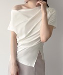 tシャツ 半袖 (薄手)裾デザインドレープカッ...の詳細画像1