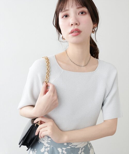 Vivienne Westwood スクエアネック 半袖ニット ベージュ ニット/セーター（ベージュ系・スクエアネック）ファッション