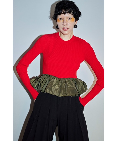OMMO OBALLOON PEPLUM KNIT TOP ニット OMMO（オーエムエムオー） ニット セーター BALLOON PEPLUM KNIT TOP