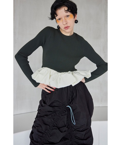 OMMO OBALLOON PEPLUM KNIT TOP ニット OMMO（オーエムエムオー） ニット セーター BALLOON PEPLUM KNIT TOP