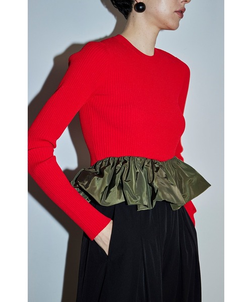 OMMO（オーエムエムオー） ニット セーター BALLOON PEPLUM KNIT TOP