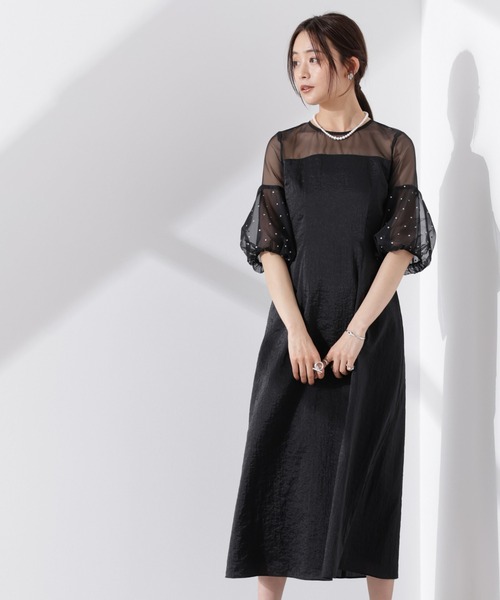 kaeneドレス KAENE | エンボスフラワードットミックスドレス - Buyee, an