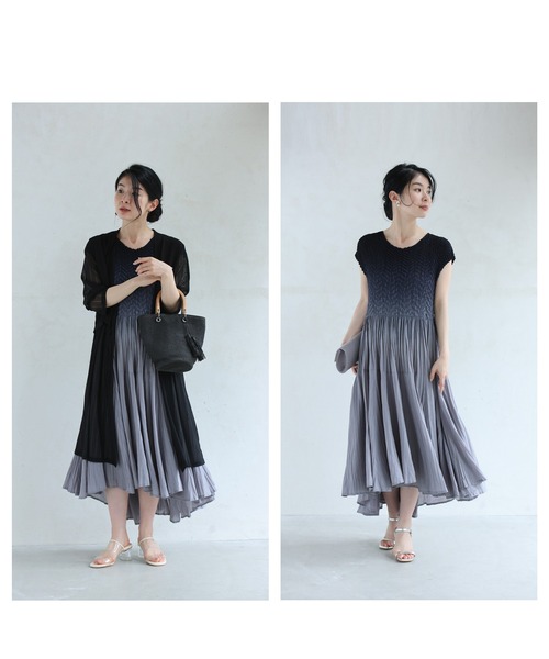 cawaii ワンピース 染まりゆくグラデーションのランダム裾プリーツ