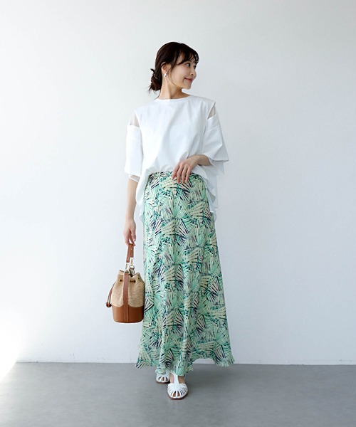 Jines（ジネス） ロング スカート AMARAボタニカルプリント ロング