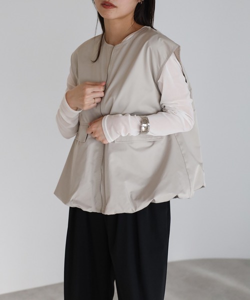 ボンジュールサガン BONJOUR SAGAN ナイロンタッチバルーンベスト （LIGHT-KHAKI） ボンジュールサガン BONJOUR SAGAN ナイロンタッチバルーン