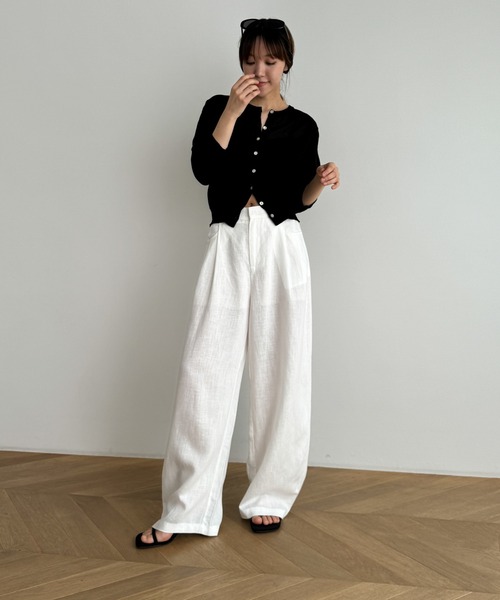 CANAL JEAN カーディガン El mar リネン混クルーニット