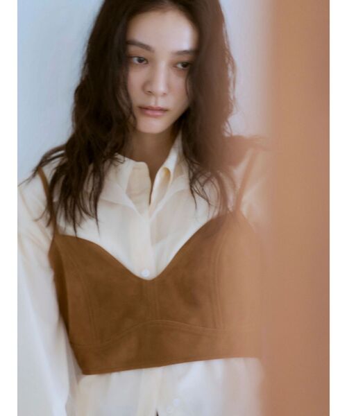 Ungrid シャツ ベージュ Ungrid サイドスリットロングシャツ（ベージュ） -靴