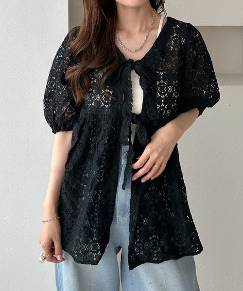 レース ペプラム トップス F   総レース 新品❗ タグ付き シャツ ブラウス apres jour（アプレジュール） ブラウス シャツ 「apres jour clair