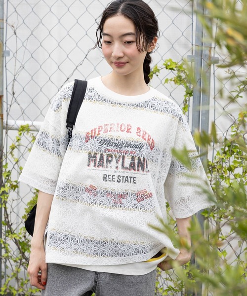 niko and… tシャツ レースプリントアソートTシャツ レディース