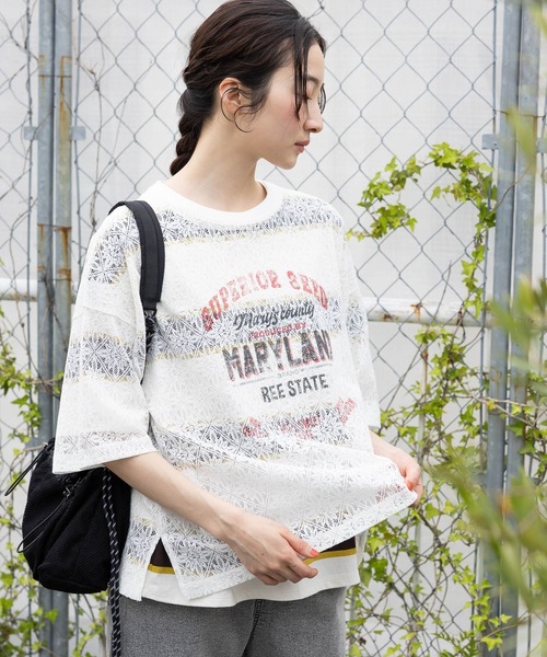 niko and… tシャツ レースプリントアソートTシャツ レディース