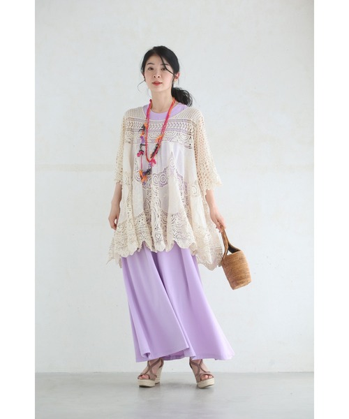 cawaii チュニック 涼しく腰回りまでカバーするクロシェAライン