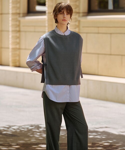 ✈極美品　J.PRESS　綿 ニット　ベスト ジレ　ハーフジップ　レディース L J.PRESS - ✈極美品 J.PRESS 綿 ニット ベスト ジレ ハーフジップ