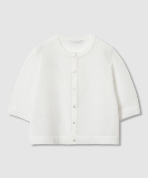 ANAYI カーディガン ハーフスリーブシアークルー レディース