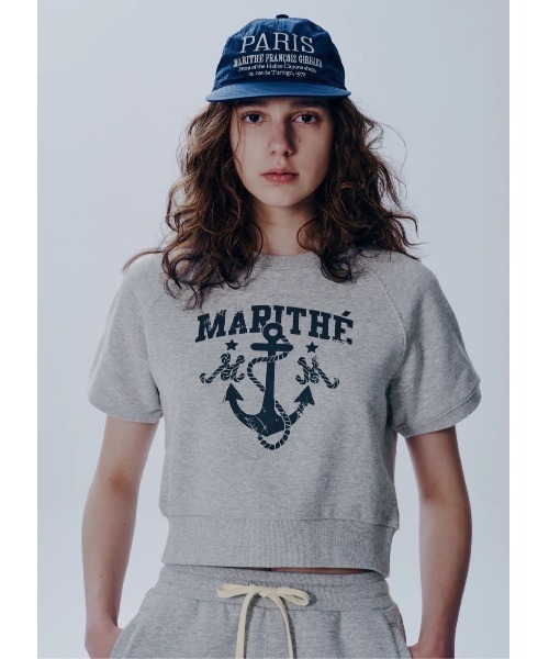 さらに100円引き◆MARITHE◆W MARINE SWEAT HALF TEE MARITHE + FRANCOIS GIRBAUD tシャツ W MARINE LOGO SWEAT HALF
