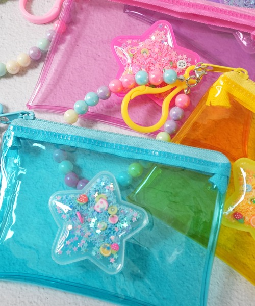 Jelly moo（ジェリームー） ポーチ 「 」 カラフル ビニール クリア 星