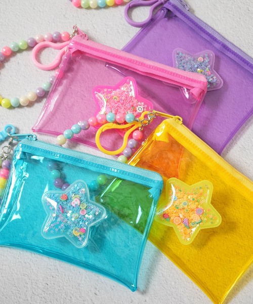Jelly moo（ジェリームー） ポーチ 「 」 カラフル ビニール クリア 星