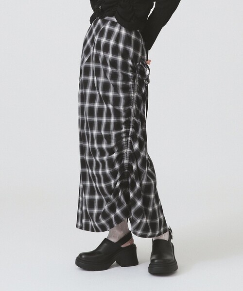 レイビームス] スカート チェック 切り替え キルト スカート